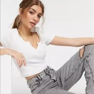 Topshop White Crop Petite Top NWT